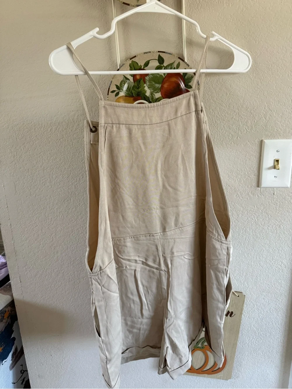Zenana Beige Linen-Blend Utility Jumpsuit